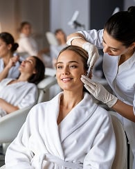 Patient receiving aesthetic care